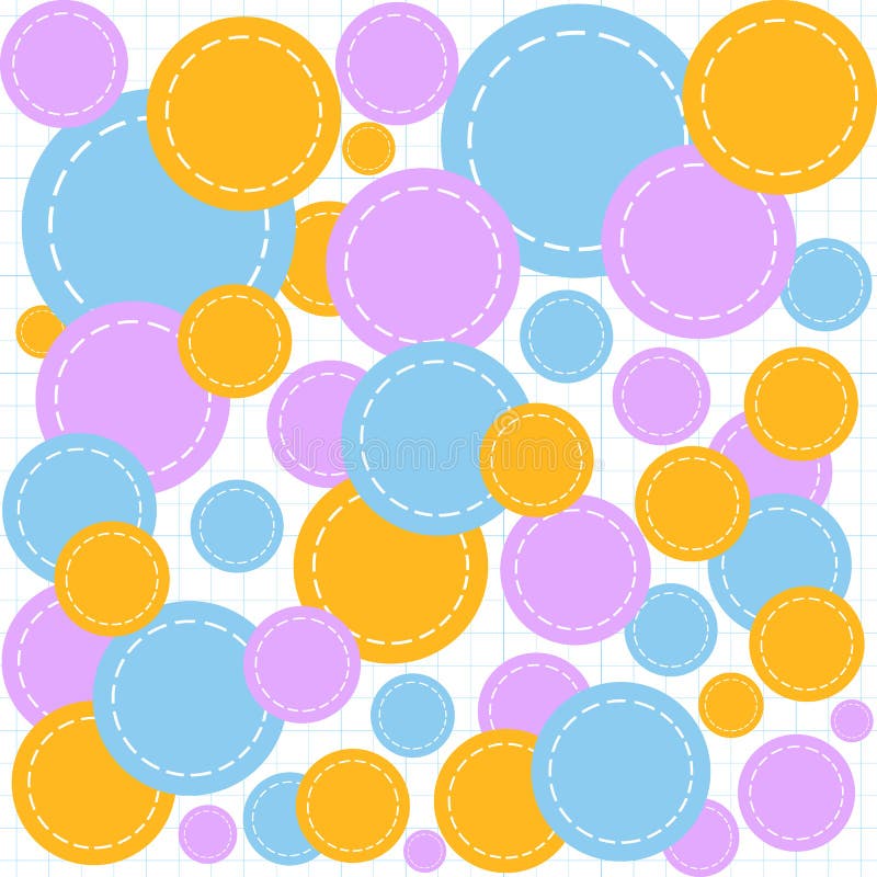Abstract geometrical vector seamless pattern with multicolored circle shreds on a copybook paper stock illustration
