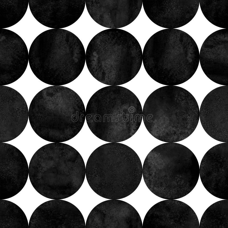 Abstract geometric seamless pattern. Black and white minimalist monochrome watercolor artwork with simple shapes and figures. Watercolour circles shaped texture. Print for textile, wallpaper, wrapping. Abstract geometric seamless pattern. Black and white minimalist monochrome watercolor artwork with simple shapes and figures. Watercolour circles shaped texture. Print for textile, wallpaper, wrapping