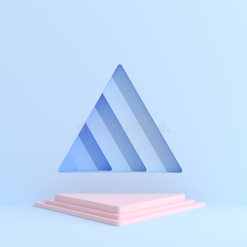 Abstract geometry mock up of podium in minimal style. 3D rendering vector illustration