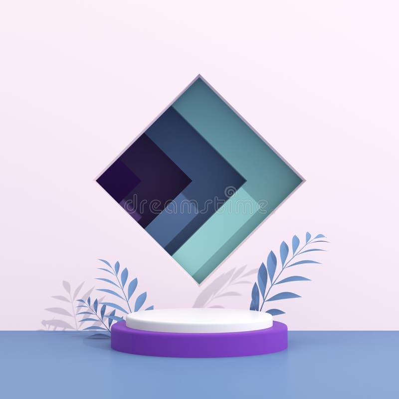 Abstract geometry mock up of podium in minimal style. 3D rendering vector illustration