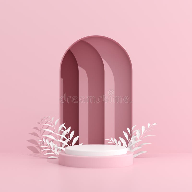 Abstract geometry mock up of podium in minimal style. 3D rendering stock illustration