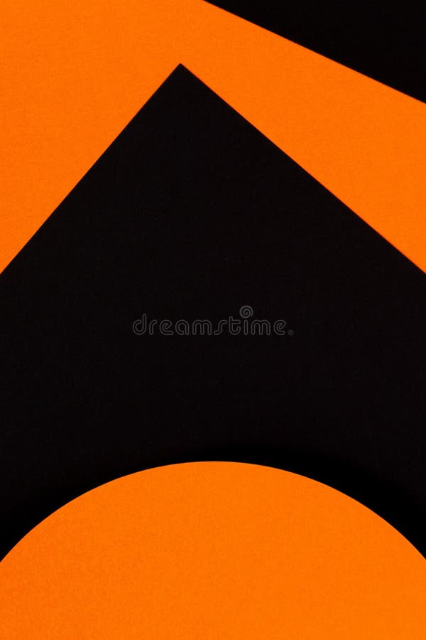 Abstract Geometry Paper Texture Background. Shape and Lines in Black and Orange Colors. Top View