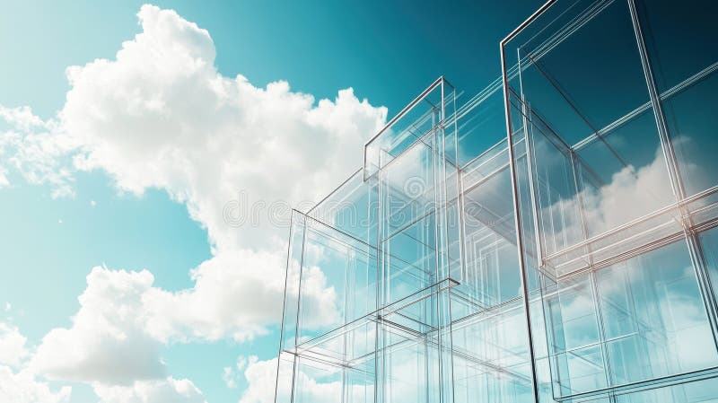 Abstract glass architecture against the sky stock images