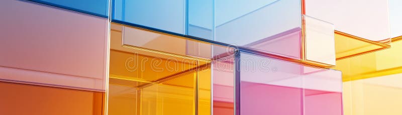 Abstract Glass Cubes Colorful 3D Komposition Geometric Design Pastel Abstract Background 3D Rendering Glass Architecture stock abbildung