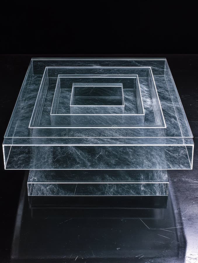 Abstract Glass Cubes Modern Minimalist Design Transparent Layers Geometric Structure Luxury Interior royalty free illustration