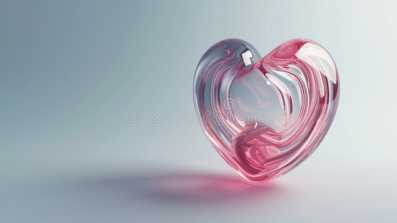 Abstract glass heart with pink swirls on a light background royalty free illustration