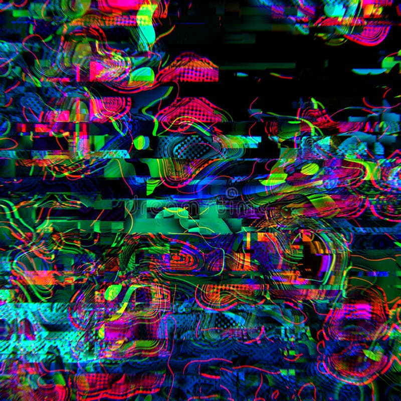 Glitch Blurry Print. Creepy Crazy Hallucination on the Acid Colors ...