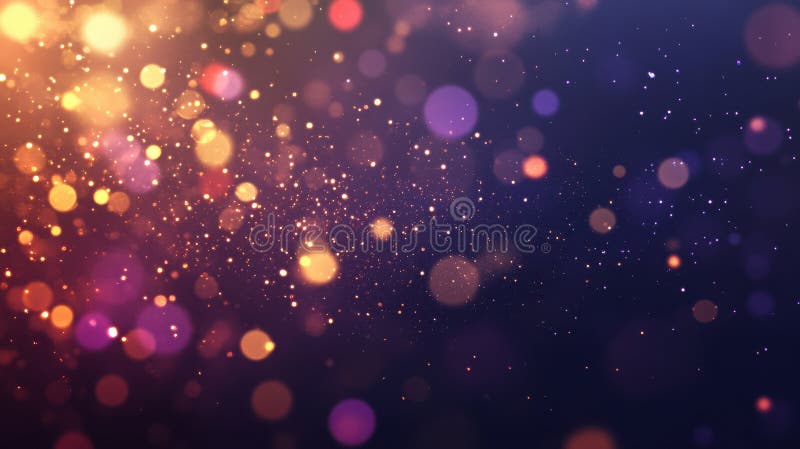 Abstract glittering bokeh background with colorful light effects and sparkling particles stock photography