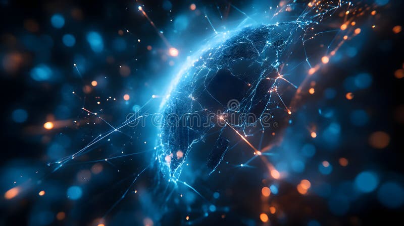 Abstract Globe with Network Connection Points stock illustration