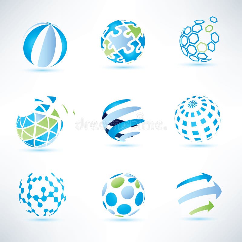 Abstract globe symbol set, communication and technology icons royalty free illustration