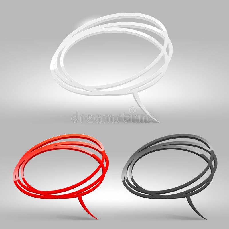 Abstract glossy speech bubbles - three color variants