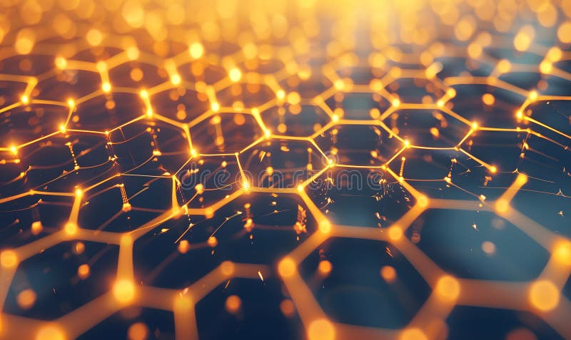Abstract Glow Hexagonal Network Structure Background Stock Photo