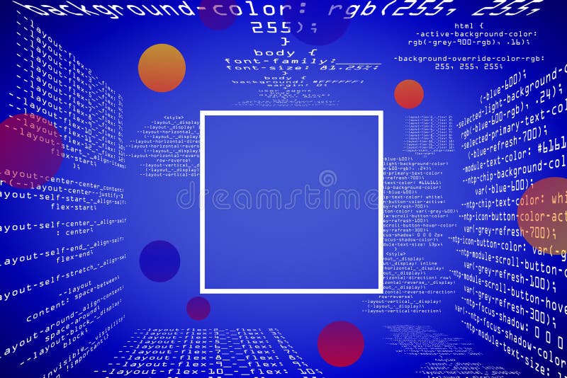 Abstract Glowing Blue Coding Programming Background with Blank Square ...