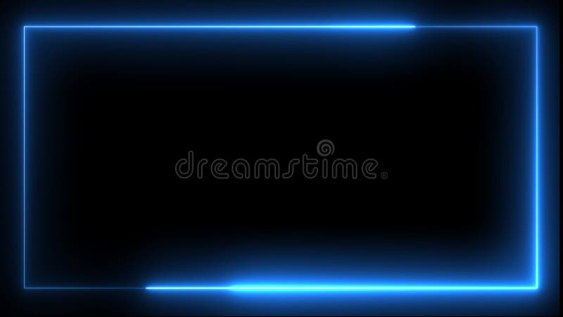 Abstract glowing blue neon light rectangular frame on dark night background royalty free illustration