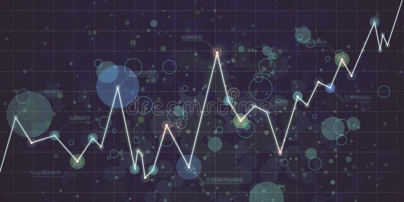 Abstract Glowing Business Chart on Grid Background. Digital Economy and