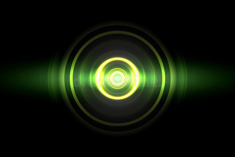 Abstract glowing circle green light effect with sound waves oscillating background royalty free illustration