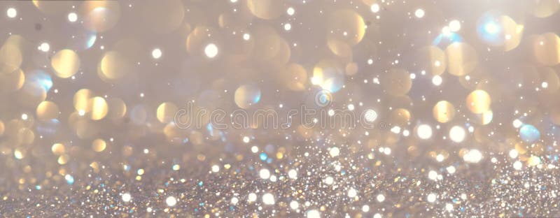 Abstract glowing gold bokeh background. Golden holiday glow backdrop. Defocused Background With Blinking Stars stock image