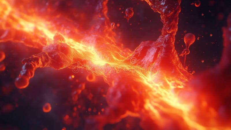 Abstract Glowing Magma Energy Flowing Through Dark Space royalty free illustration
