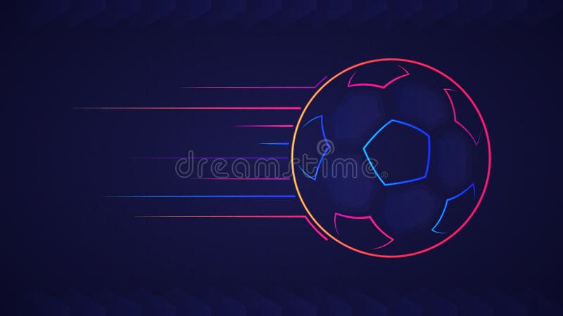 Abstract glowing neon colored soccer ball over blue background vector illustration
