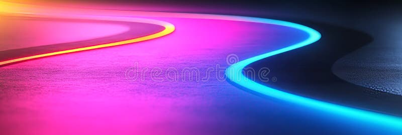 Abstract Glowing Neon Light Trails, Background for Futuristic Transportation and Logistics royalty free illustration