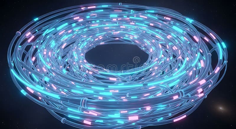 Abstract Glowing Network Cables Vortex royalty free illustration