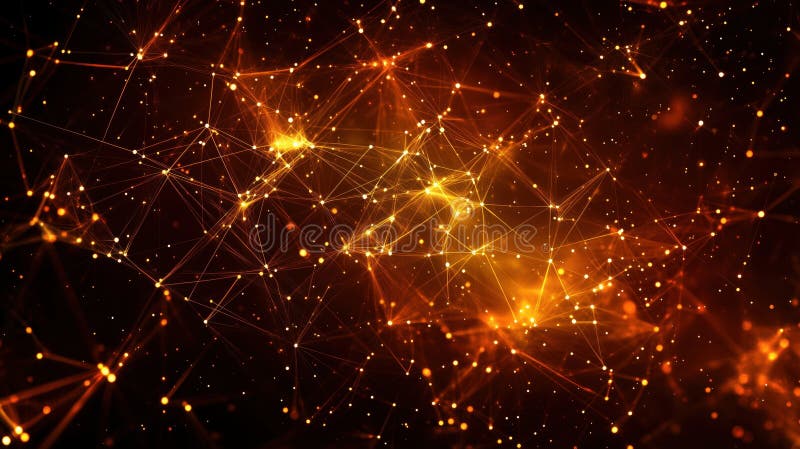 Abstract glowing network connections, orange and gold colors, digital background stock photos