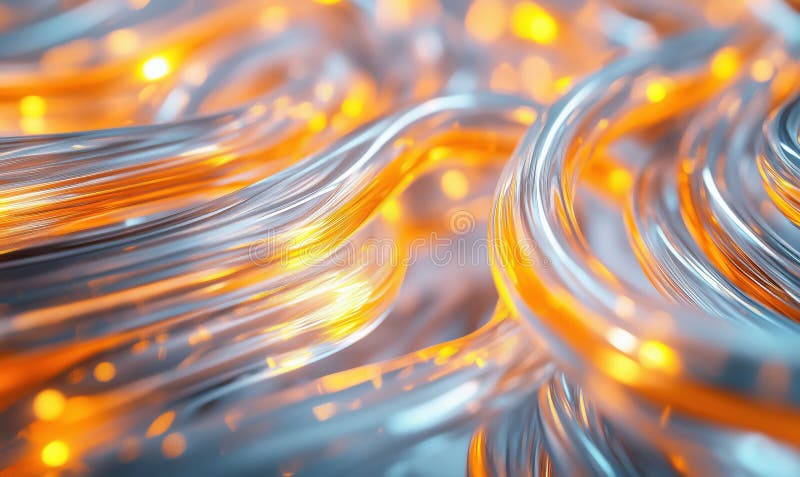 Abstract glowing orange and silver wave patterns with luminous highlights vector illustration