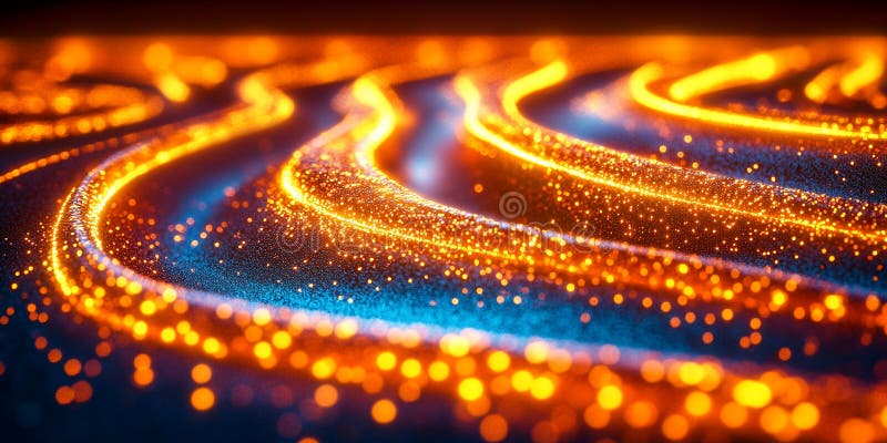 Abstract Glowing Particle Waves Energy Motion Technology Background. Generative AI