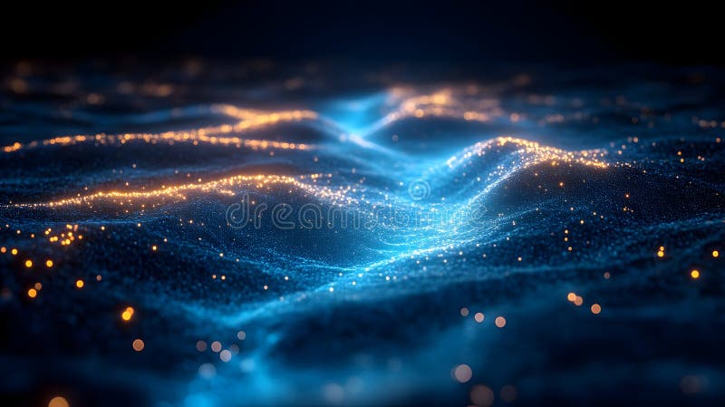 Abstract Glowing Particle Waves royalty free illustration