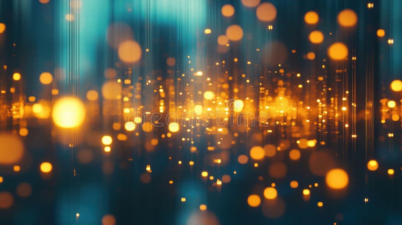 Abstract glowing particles and light streaks in blue background royalty free stock photos