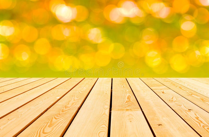 Abstract Glowing Shining Light Mockup Wooden Desk Board Surface Stock