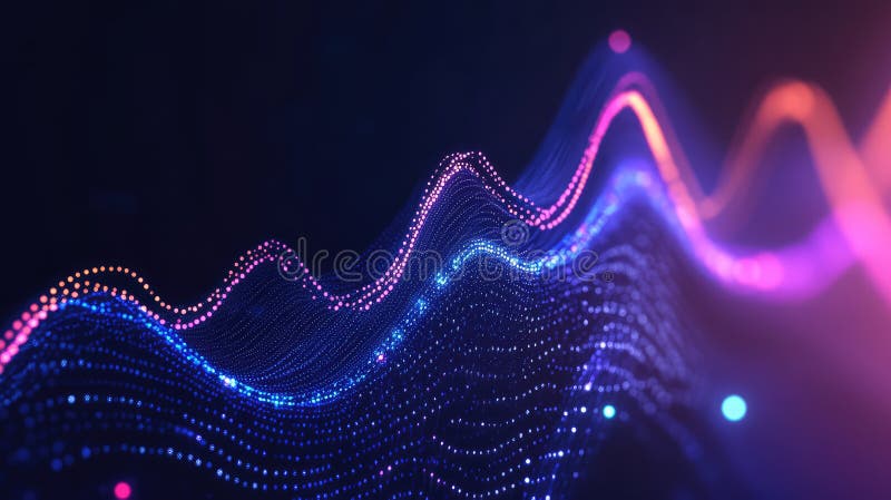 Abstract glowing waves composed of digital particles illustrating modern technology visuals, data analysis, and advanced network communication concepts. Blockchain network analysis stock images, royalty-free photos and pictures