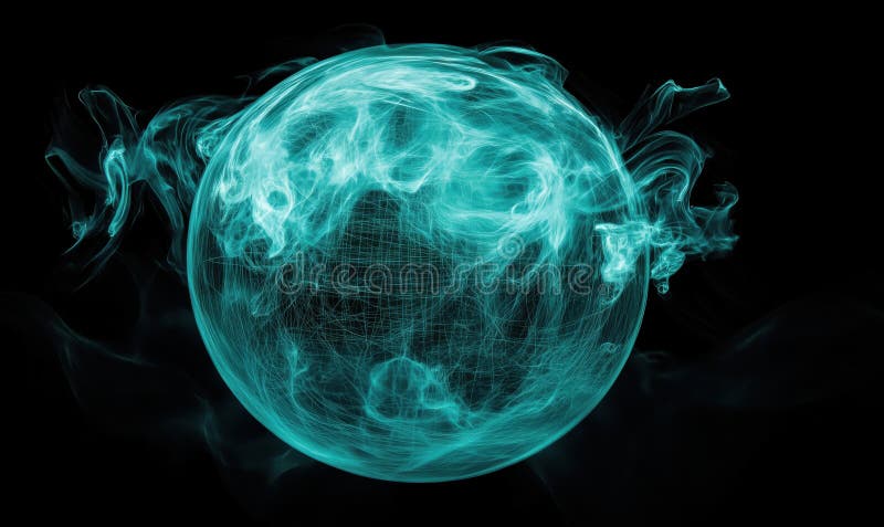 Abstract glowing sphere with swirling smoke and ethereal light effects royalty free stock photography