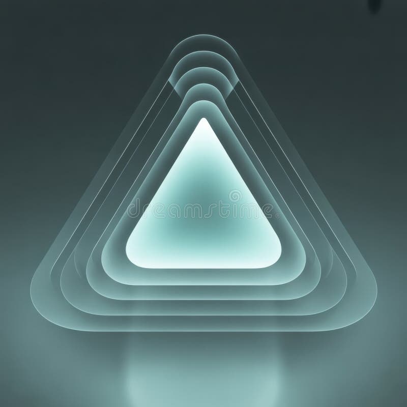 Abstract Glowing Teal Triangles with Layered Effect stock illustration