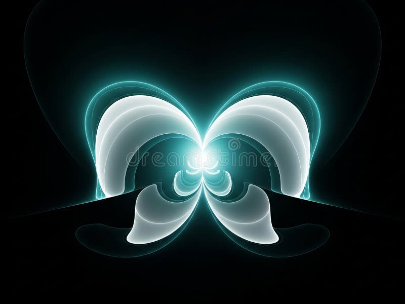 Abstract glowing teal and white fractal light formation background royalty free illustration