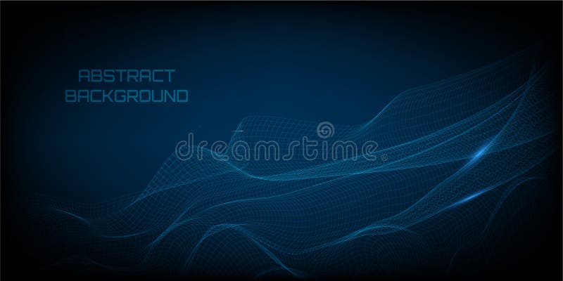 Abstract glowing wave lines on dark blue background. Dynamic wave pattern. Modern flowing wavy lines. Futuristic technology stock photos
