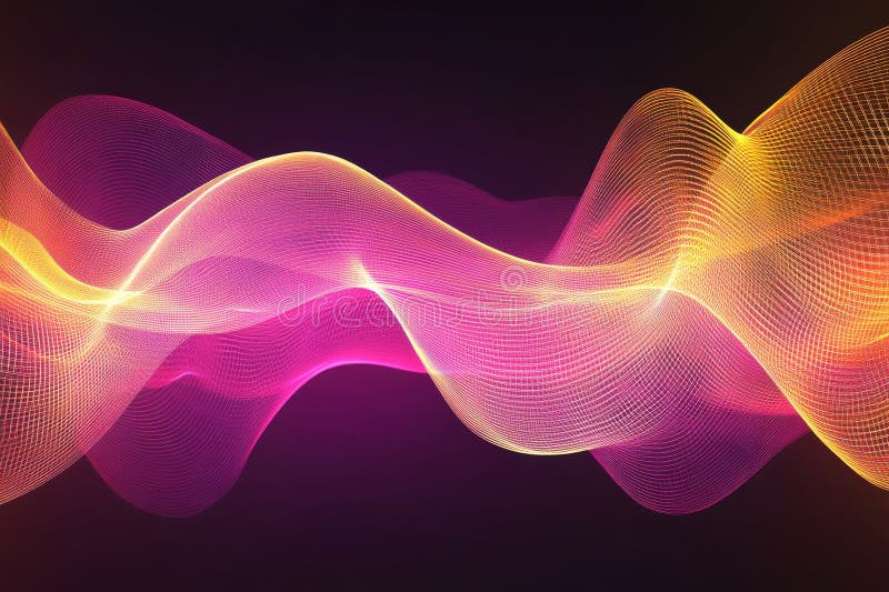 Abstract glowing wave texture, dynamic pink and yellow gradients flowing smoothly, vibrant and royalty free stock photos