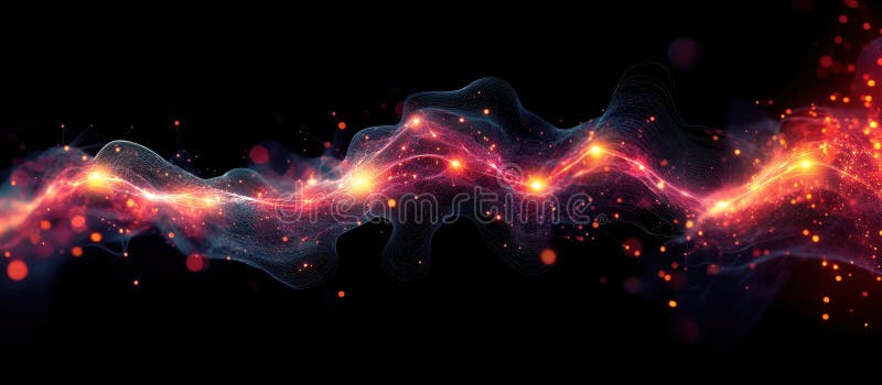 Abstract glowing wave with vibrant colors and dynamic light effects stock photography