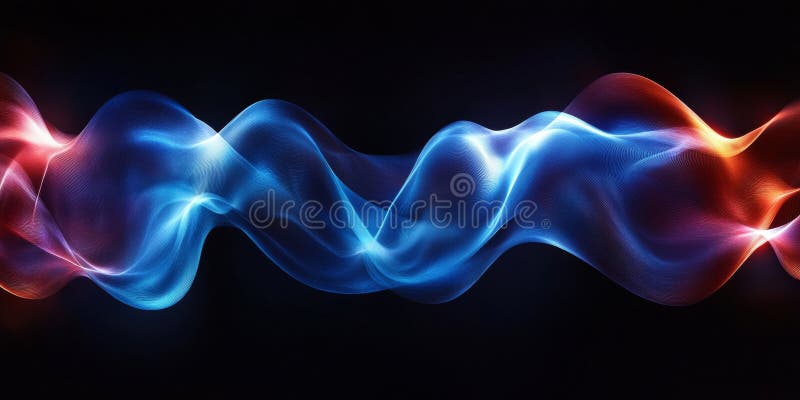 Abstract Glowing Waves on Black Background Rich Gradient, Fluid Curves, Dynamic Flow royalty free illustration