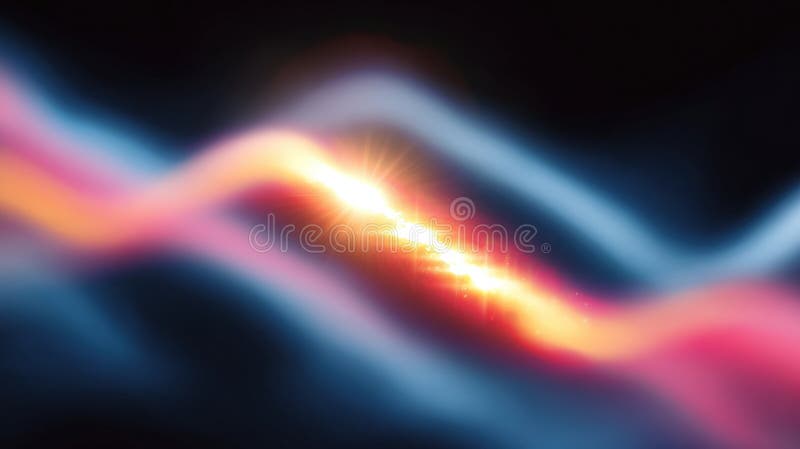 Abstract glowing waves of light intersect against a dark background, creating a dynamic and vibrant energy flow. royalty free stock images