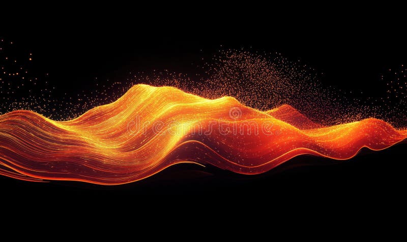 Abstract glowing waves with orange and gold tones creating a dynamic visual effect vector illustration