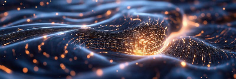 Abstract glowing waves with shimmering particles and flowing lines, creating a mesmerizing visual effect of light and royalty free stock photos