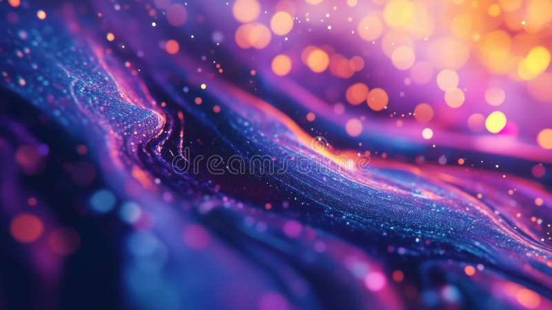 Abstract glowing waves, vibrant colors, bokeh effect stock photography
