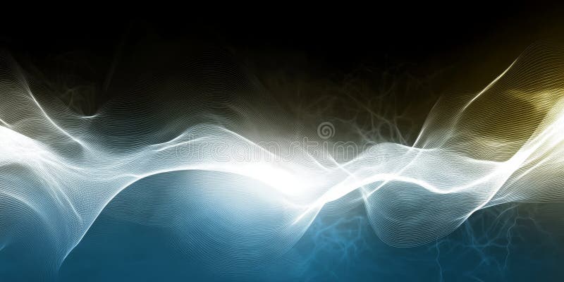 Abstract Glowing White Swirl Wave with Neon Light Effect on Blue Black Gradient Background Design vector illustration