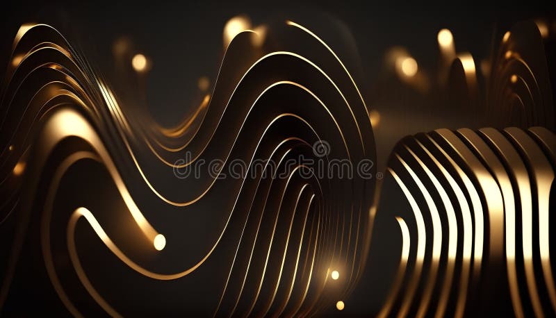 Abstract gold background with lines and bokeh effect. 3d render. AI generated. AI generated image. Illustration and Clip Art.