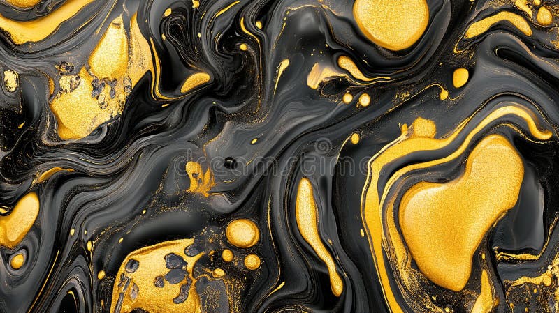 Abstract Gold Black Swirl Paint Texture Background royalty free stock images