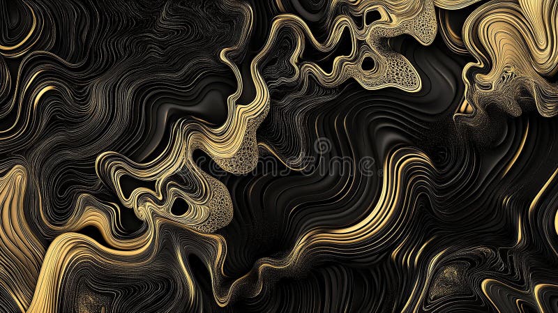 Abstract gold and black swirling marble texture royalty free stock image