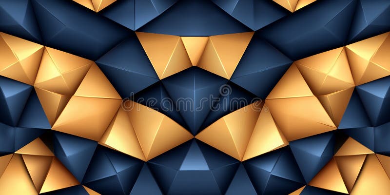 Abstract Gold and Blue 3D Geometric Pattern Background Texture Design royalty free illustration