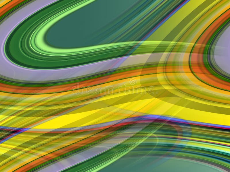 Yellow gold green orange blurred fluid lines background, abstract colorful geometries stock illustration