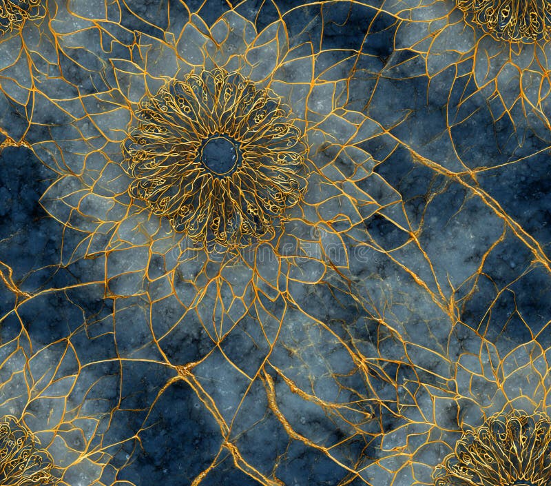 Abstract Gold and Blue Texture Seamless Pattern Design for Backgrounds royalty free illustration